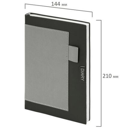 Ежедневник в наборе с ручкой А5, 144x210 мм, BRAUBERG "Style" под кожу, 160 листов, черный, 116860