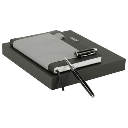 Ежедневник в наборе с ручкой А5, 144x210 мм, BRAUBERG "Style" под кожу, 160 листов, черный, 116860