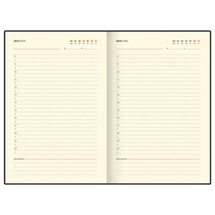 Ежедневник в наборе с ручкой А5, 144x210 мм, BRAUBERG "Style" под кожу, 160 листов, черный, 116860