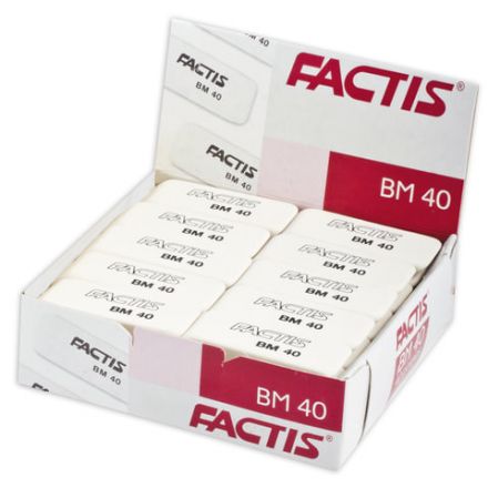 Ластик FACTIS BM 40 (Испания), 52х20х7 мм, белый, прямоугольный, скошенные края, CNFBM40 Ластик FACTIS BM 40 (Испания), 52х20х7 мм, белый, прямоугольный, скошенные края, CNFBM40