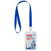 Бейдж вертикальный (85х54 мм) на 2 карты, с лентой 45 см, ЗАЩИТА ОТ ВЛАГИ И ПЫЛИ, BRAUBERG EXTRA, 238827