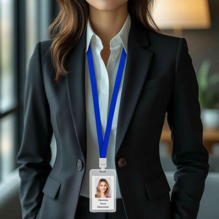 Бейдж вертикальный (85х54 мм) на 2 карты, с лентой 45 см, ЗАЩИТА ОТ ВЛАГИ И ПЫЛИ, BRAUBERG EXTRA, 238827