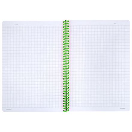 Тетрадь обложка пластик, А4 80 л., спираль пластик, резинка, клетка, BRAUBERG, черный/зеленый, 405383