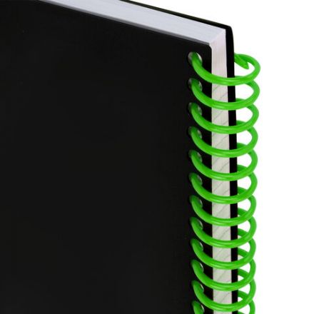 Тетрадь обложка пластик, А4 80 л., спираль пластик, резинка, клетка, BRAUBERG, черный/зеленый, 405383