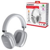 Наушники беспроводные накладные полноразмерные раздвижные мультирежимные, SONNEN HP-B12S, Bluetooth 5.4, серебристые, 514127