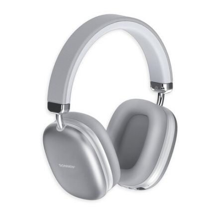 Наушники беспроводные накладные полноразмерные раздвижные мультирежимные, SONNEN HP-B12S, Bluetooth 5.4, серебристые, 514127