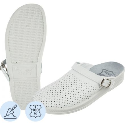 Сабо муж.нат.кожа цв.белый(р.42) (10-12-7)