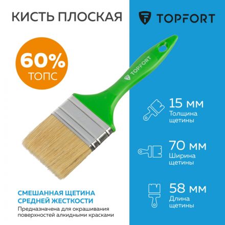 Кисть плоская TOPFORT 70x15