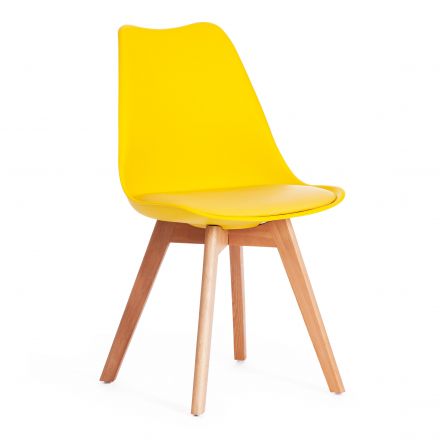 Стул TULIP (mod. 73) / 1 шт. в упаковке дерево/пластик/ПУ, 48.5*52.5*83cм, желтый