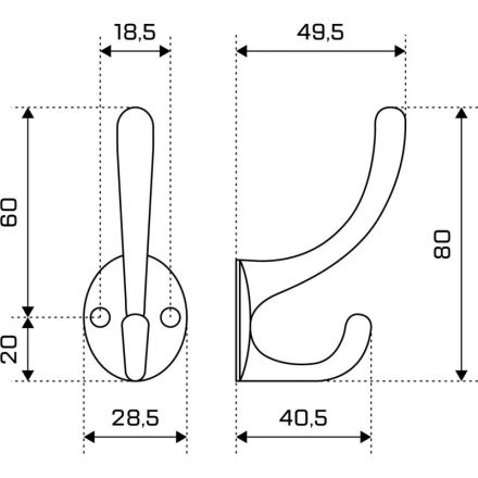 Вешалка настенная УЗК_Крючок двухрожковый СТАНДАРТ 603 CP (15830),хром Вешалка настенная УЗК_Крючок двухрожковый СТАНДАРТ 603 CP (15830),хром