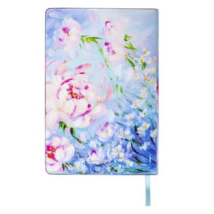 Блокнот А5 (143x210 мм), BRAUBERG VISTA "Pink flowers", под кожу, гибкий, срез фольга, 80 л., 112075