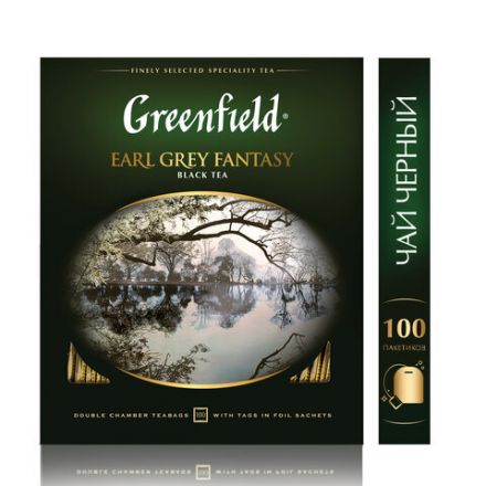 Чай GREENFIELD "Earl Grey Fantasy" черный с бергамотом и цитрусом, 100 пакетиков в конвертах по 2 г, 0584-09 Чай GREENFIELD "Earl Grey Fantasy" черный с бергамотом и цитрусом, 100 пакетиков в конвертах по 2 г, 0584-09