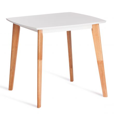 Стол обеденный Claire квадратный столешница МДФ, опоры дерево гевея, белый / натуральное дерево, 80 x 80 x 75см