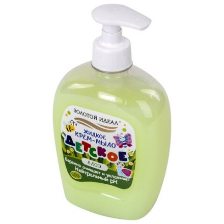 Мыло-крем жидкое ДЕТСКОЕ 500 г, ЗОЛОТОЙ ИДЕАЛ, Алоэ, дозатор, 605518 Мыло-крем жидкое ДЕТСКОЕ 500 г, ЗОЛОТОЙ ИДЕАЛ, Алоэ, дозатор, 605518