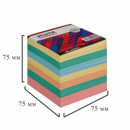 Блок для записей Attache Economy запасной 7,5х7,5х7,5, 5 цветов, 65 г