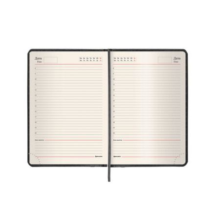 Ежедневник недатированный А5 138х213 мм BRAUBERG "Comodo" под кожу, 160 л., черный, 124974