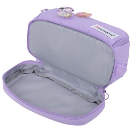 Пенал-органайзер HEIKKI (ХЕЙКИ) с ручкой, значки, 2 отделения, откидная планка, 22x13х10 см, фиолетовый, 273600