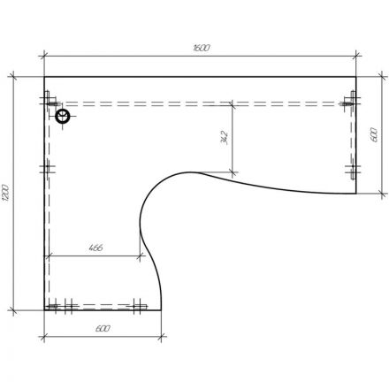 Стол Easy One левый (886,887) серый Ш1600 Г1200