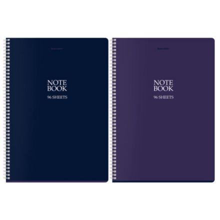 Тетрадь А4, 96 л., BRAUBERG, гребень, клетка, матовая ламинация, "NoteBookMono" (микс в спайке), 405315