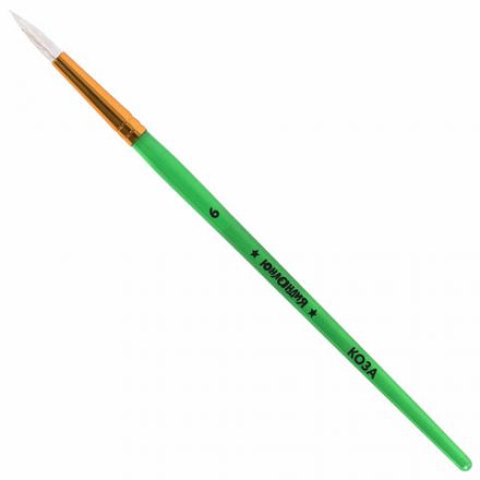 Кисти НАБОР 5 шт. (ПОНИ круглые № 1, 4; КОЗА круглые № 3, 6; ЩЕТИНА плоская № 4), пакет, ЮНЛАНДИЯ, 201079