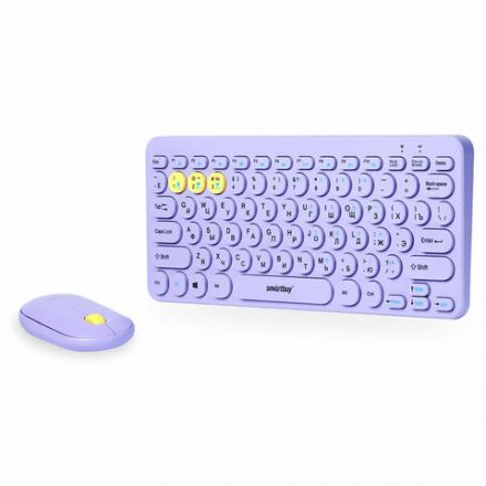 Набор беспроводной SMARTBUY 510590, клавиатура, мышь 2 кнопки + 1 колесо, фиолетовая, SBC-510590AG-V