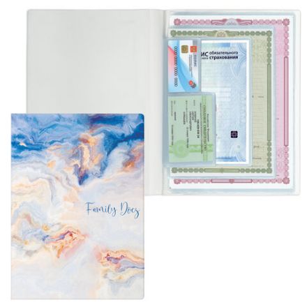 Папка-органайзер семейная для 4-х комплектов документов "Marble 2", А4, цветной принт, STAFF, 238341