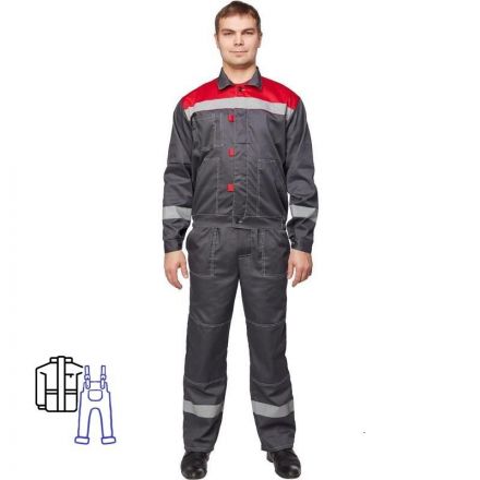 Костюм рабочий летний муж. Л20-КПК сер/красн (р.68-70) 170-176 (Арсенал-СП)