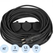 Удлинитель Topfort КГ 3х1,5кв.мм 30м в бухте 3 гнезда, с/з.,с/загл.,IP44