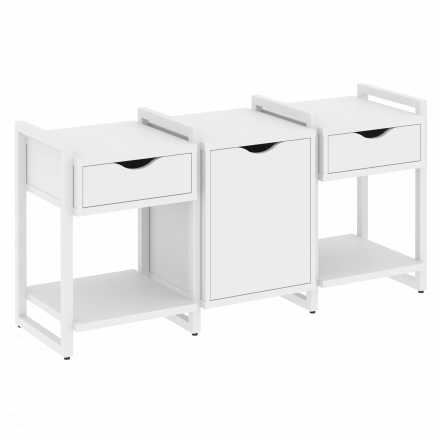 Loft Тумба на регулируемых опорах наборная. Вариант №6 VR.L-TN-6.O Белый бриллиант/Белый металл 1440*460*719