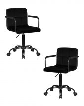 Набор 2 шт Офисное кресло для персонала DOBRIN TERRY BLACK, черный велюр (MJ9-101) Набор 2 шт Офисное кресло для персонала DOBRIN TERRY BLACK, черный велюр (MJ9-101)