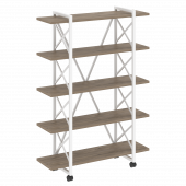 Loft Стеллаж на колесных опорах-5 полок VR.L-MST.K-5.8V Тиквуд тёмный/Белый металл 1200*400*1704