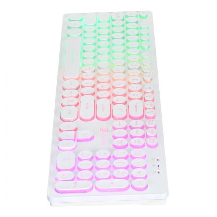 Клавиатура Oklick 420MRL белый USB slim Multimedia LED (1091227)