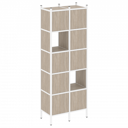 Loft Прямой стеллаж наборный VR.L-05 Дуб аттик/Белый металл 862*446*1869