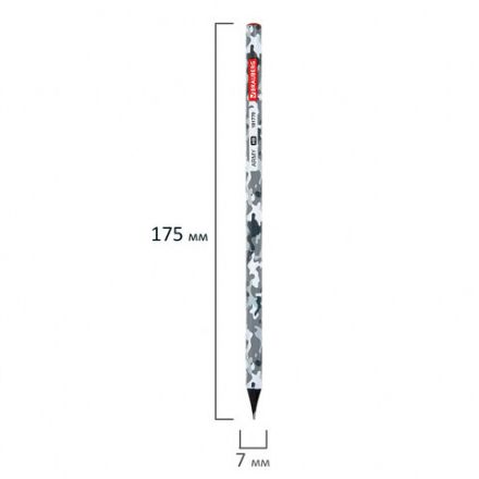 Карандаш чернографитный BRAUBERG "ARMY", 1 шт., HB, корпус ассорти, 181770