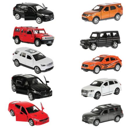 Машина металлическая коллекционная АССОРТИ 1, длина 12 см, инерционная, 10 видов, ТЕХНОПАРК N-001