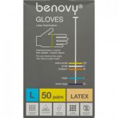Мед.смотров. перчатки латекс., нестер., с пудрой, Benovy (L) 50 пар/уп