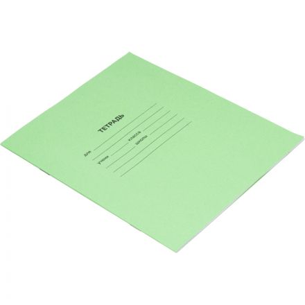 Тетрадь в зеленом офсете  12 л., крупная клетка, штука,100% белизна