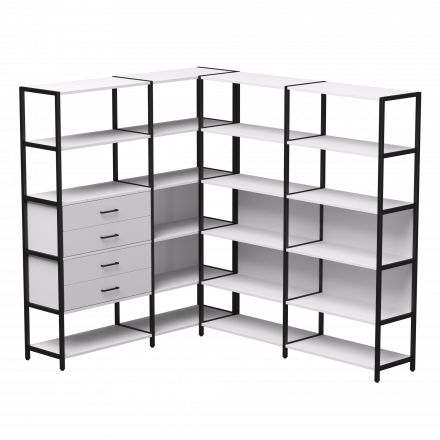 Набор стеллажных систем №17 Everprof EVO 1635x2020x1840 Белый/Черный