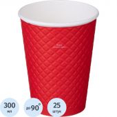 Стакан одноразовый бум двухслойный d-90мм 300мл Waffle Red (25шт/уп)