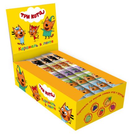 Карамель леденцовая 5+ "Три Кота" с ягодно-фруктовыми вкусами, лента 5 шт по 3,6 г, PT-1-7
