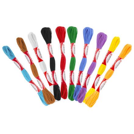 Нитки для вышивания (мулине), набор 10 цветов, 10 м, хлопок, DEVELIA (Девелиа), 665677