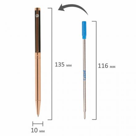 Ручка подарочная шариковая GALANT "ASTRON", корпус черный с золотом, детали золотистые, узел 0,7 мм, синяя, 143525