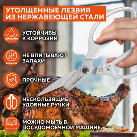 Ножницы кухонные DASWERK (ДАСВЕРК), 210 мм, удлиненное лезвие, металлические ручки, 608900 Ножницы кухонные DASWERK (ДАСВЕРК), 210 мм, удлиненное лезвие, металлические ручки, 608900