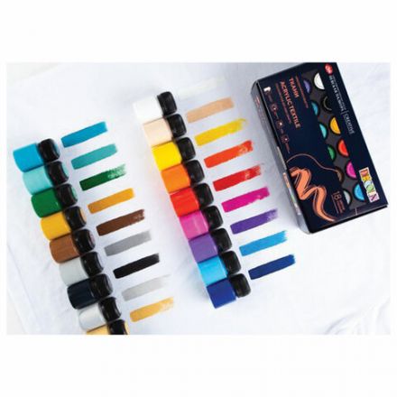 Краски по ткани акриловые "Декола", 18 цветов по 20 мл, в банках, Невская Палитра, 41412031