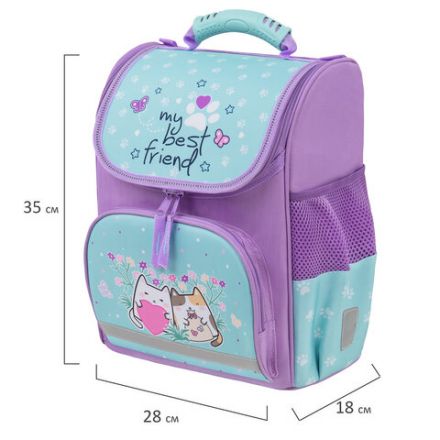 Ранец ПИФАГОР BASIC, 1 отделение, 3 кармана, эргономичная спинка, "Cat friends", 35х28х18 см, 272048 Ранец ПИФАГОР BASIC, 1 отделение, 3 кармана, эргономичная спинка, "Cat friends", 35х28х18 см, 272048