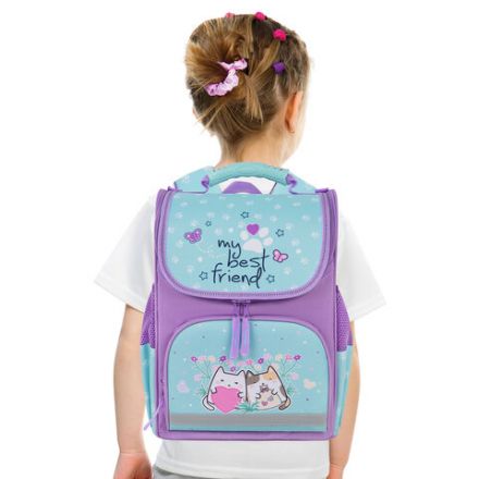 Ранец ПИФАГОР BASIC, 1 отделение, 3 кармана, эргономичная спинка, "Cat friends", 35х28х18 см, 272048 Ранец ПИФАГОР BASIC, 1 отделение, 3 кармана, эргономичная спинка, "Cat friends", 35х28х18 см, 272048