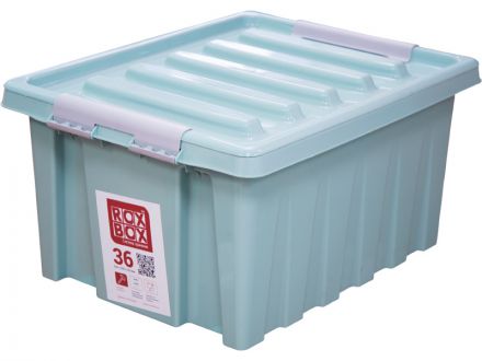 Ящик 500х390х250 мм с крышкой и клипсами мятный