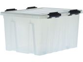 Ящик 740х565х400  мм с крышкой и клипсами, на роликах, прозрачный