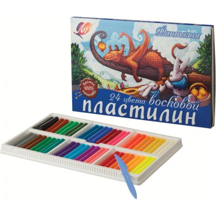 Пластилин восковой Луч Фантазия 24 цвета 420 г со стеком