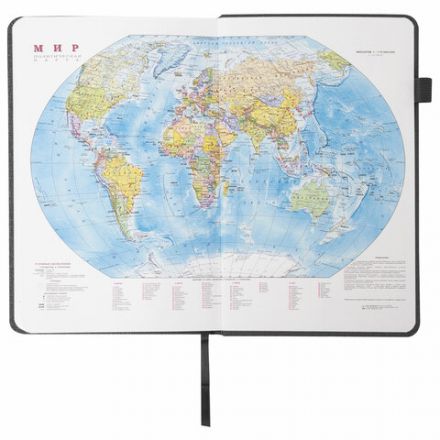 Ежедневник недатированный А5 138x213 мм BRAUBERG "Finest" под кожу, резинка, 136 л., черный, 111869